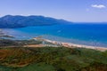 Akyaka, Mugla Province, Turkey - 06 2 2021: Akyaka Mugla Province, Ula Turkey kite surfing destination aerial view over the