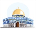 Al-Aqsa Mosque hand drawing vector. Jerusalem. KudÃÂ¼s, Mescidi Aksa Royalty Free Stock Photo