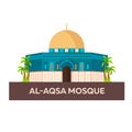 Al-Aqsa Mosque. Israel, Jerusalem. Vector flat illustration. Royalty Free Stock Photo