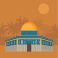 Al-Aqsa Mosque in Jerusalem, Israel. Dome of the rock. Religios architecture.