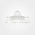 Al aqsa mosque minimal logo vector symbol illustration design, al-isra wal-mi`raj masjidil al-aqsa line art design