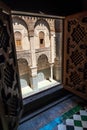 Al Attarine Madrassa Courtyard, Upper Floor Window View in Fez Royalty Free Stock Photo