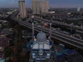 Al-azhar Center Mosque panorama view Largest Mosque in Bekasi. Ramadan and Eid Concept and noise cloud when sunset or sunrise view