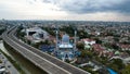 Al-azhar Center Mosque panorama view Largest Mosque in Bekasi. Ramadan and Eid Concept and noise cloud when sunset or sunrise view