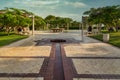 Al -Azhar Park in Cairo, Egypt  daylight view with fountain and people inside Royalty Free Stock Photo