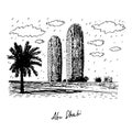 Abu Dhabi, United Arab Emirates. Graphic sketch