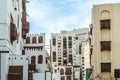 Al-Balad old town with traditional muslim houses with wooden windows and balconies, Jeddahaudi Arabia