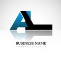 AL company linked letter logo icon blue and black