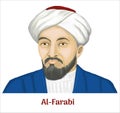 Al-Farabi (872-950) cartoon portrait in art illustration Royalty Free Stock Photo