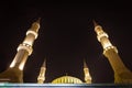 The Al Farooq Omar Bin Al Khattab Mosque Blue Mosque minarets and dome, Dubai, UAE. Royalty Free Stock Photo