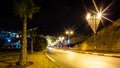 Streets of Al Hoceima city by night in Morocco Royalty Free Stock Photo