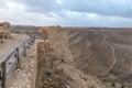 The Corner tower in the medieval fortress Ash Shubak, standing on a hill near Al Jaya city in Jordan