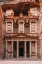 Al Khazneh, ancient architecture carved on mountain cliff in Petra, Jordan