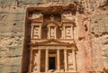 Al Khazneh or The Treasury in nabatean city of petra jordan Royalty Free Stock Photo