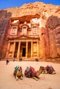 Al Khazneh - the treasury temple, ancient city of Petra, Jordan Royalty Free Stock Photo