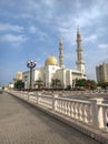 Al Maqfarah Mosque , Corniche Road, Emirate of Sharjah, United Arab Emirates, Arabian Peninsula, Middle East Royalty Free Stock Photo