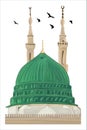 Al Masjid An Nabawi Mecca Saudi Arabia Hand drawn sketch. Vector illustrationt