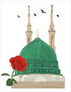 Al Masjid An Nabawi Mecca Saudi Arabia Hand drawn sketch. Vector illustrationt