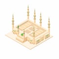 Al Masjid Nabawi mosque at Madinah Saudi Arabia famous religion building landmark isometric illustration vector Royalty Free Stock Photo