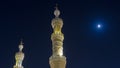 Al Noor Mosque in Sharjah at night timelapse hyperlapse. United Arab Emirates Royalty Free Stock Photo