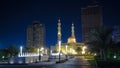 Al Noor Mosque in Sharjah at night timelapse. United Arab Emirates Royalty Free Stock Photo