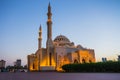 Al Noor Mosque in Sharjah at night Royalty Free Stock Photo