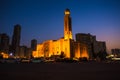 Al Noor Mosque in Sharjah at night Royalty Free Stock Photo