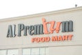 tor, canada - august 16, 2023: al premium food mart logo sign on front of store supermarket in black silver 127 p 17