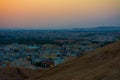 Al Qarah village with sunset Scene from Al Qarah mountain Al Hofuf, Saudi arabia