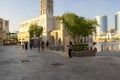 Al Seef Village at Bur Dubai. Al Seef distinct heritage and modern areas mix with people.