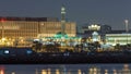 Al Shouyoukh Mosque and Clock Tower timelapse in Doha, Qatar Royalty Free Stock Photo