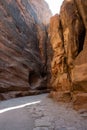 Al Siq Gorge in Petra with Nabataean Paved Road Royalty Free Stock Photo
