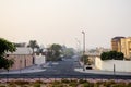 Al Warqa area of Dubai, UAE on early, foggy morning Royalty Free Stock Photo