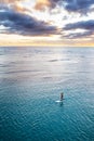 Ala Moana Beach Park in Honolulu, Hawaii at sunset Royalty Free Stock Photo