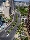 Ala Moana blvd and Waikiki Royalty Free Stock Photo