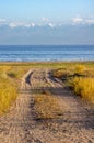 Ala-too mountains behind the Ysyk-Kol lake Royalty Free Stock Photo