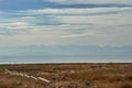 Ala-too mountains behind the Ysyk-Kol lake Royalty Free Stock Photo