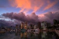 Ala Wai Boat Harbor Sunset & Waikiki Reflections Royalty Free Stock Photo