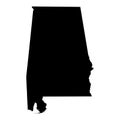 Alabama AL state Map USA. Black silhouette solid isolated map on a white background. EPS Vector
