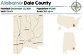 Alabama: Dale county map Royalty Free Stock Photo