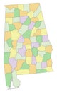 Alabama - detailed editable political map.