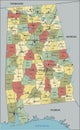 Alabama - detailed editable political map with labeling.
