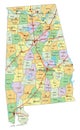 Alabama - detailed editable political map with labeling.