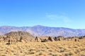 Alabama Hills with Sierra Nevada in the background Royalty Free Stock Photo