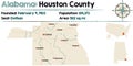 Alabama: Houston county map Royalty Free Stock Photo