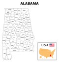 Alabama Map. State and district map of Alabama. Administrative and political map of Alabama with district and capital in white