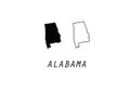 Alabama outline map black USA state borders black vector illustration