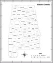 Alabama state outline administrative and political vector map in black and white