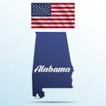 Alabama state with shadow with USA waving flag Royalty Free Stock Photo