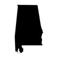 Alabama, state of USA - solid black silhouette map of country area. Simple flat vector illustration